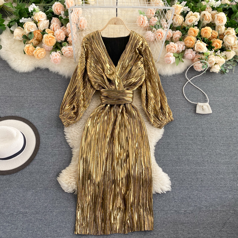

Party High Waist Solid Belt Boho Luxury Dresses Women Runway Long Sleeve Elegant Dress Autumn Spring 2021 A-Line Vinta, Same as picture