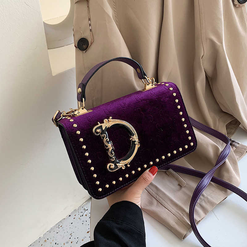 Fashion Letter Shoulder Bags Velet Women Crossbody Bag Luxurys Handbag Rivet Design Messager Bags Outdoor Travel Handbags Phone Pouch INS-image-706168362