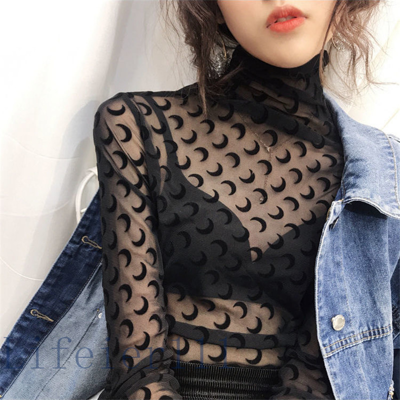 

Women's Knits Designers Vitton& Lace bottom blouse spring and Autumn new European style long sleeves with high collar letter thin shirt