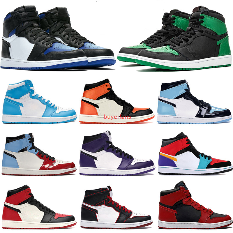 

New royal toe High 1s Basketball shoes Jumpman 1 pine green black Men Women Sneakers Fearless court purple white UNC Patent Trainers
