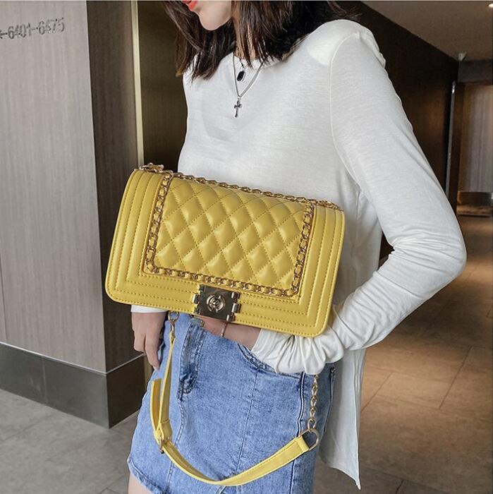 

Factory wholesale leathers women shoulder bags classic solid color plaid handbags street fashion striped chain bag summer clamshell leather handbag