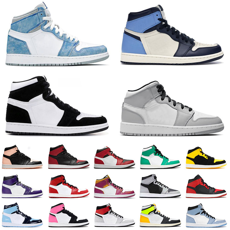 

Professional Basketball Shoes 1s Men's Women's Jumpman 1 Trainers Sports Sneakers Hyper Royal High University Blue Mid Paint Drip White Quilted UNC Chicago, A26 36-46 bred toe