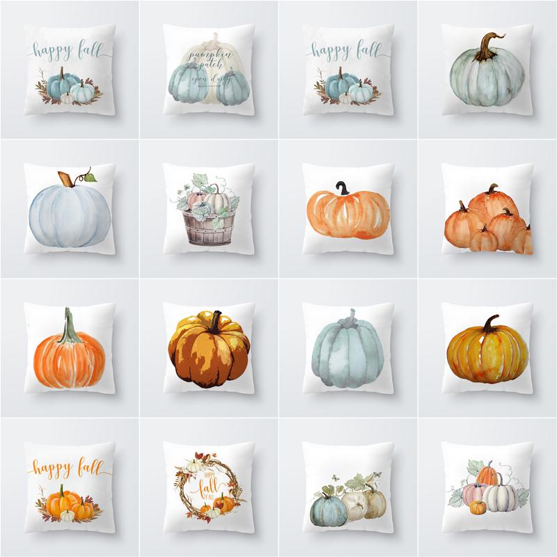 

Watercolor Halloween Series Pumpkin Polyester Printed Pillow Cover Holiday Decoration Home Pillowcase Cushion Cushion/Decorative