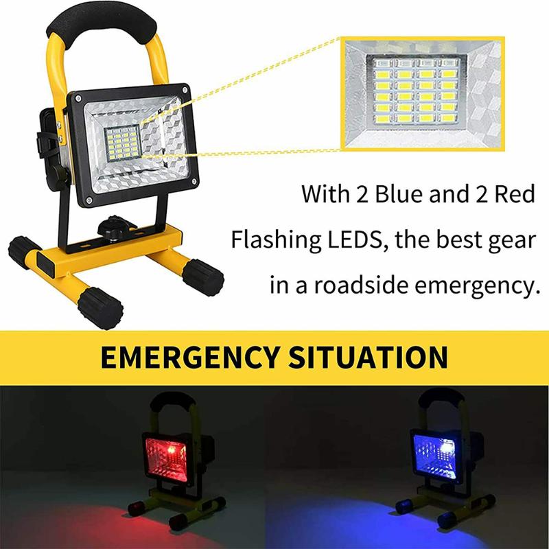 

Waterproof Cordless Camp Lamp LED Street Landscape Lighting 30W Reflector 24 Rechargeable Work Flood Light Floodlights