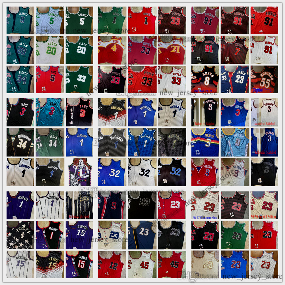 

Mitchell and Ness Real Authentic Stitched East Basketball Jerseys Ray Derrick Allen Rose Iverson Toni Scottie Kukoc Pippen Dennis Kevin Rodman Garnett Paul Pierce, Choose number on photo