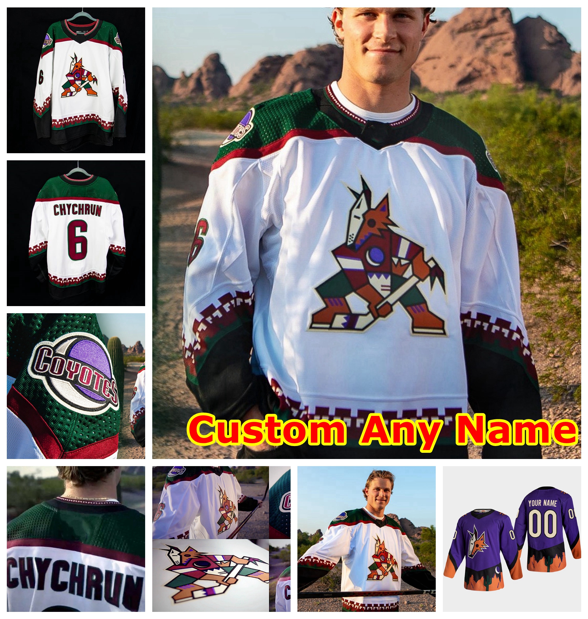 

Arizona Coyotes 2022 Classic Road White Jersey Jakob Chychrun Jersey Conor Garland Nick Schmaltz Phil Kessel Andrew Ladd Oliver Ekman-Larsson Custom Stitched, Men white away