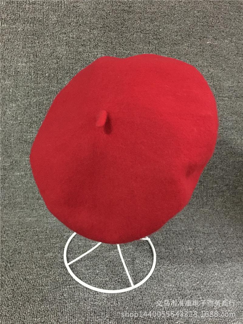

Berets Ms Autumn The Adjustable Stereo Wool Pure Color Painter Of England Cap Buds Net Red Hat, Black