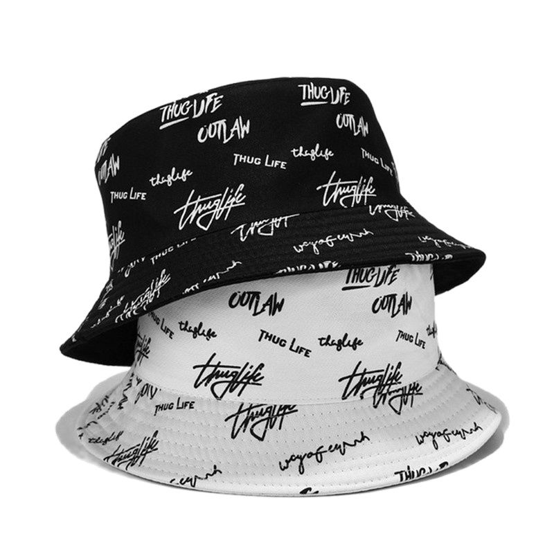 

New Spring Summer Sun Hat Letter Bucket Hat Black White Unisex Casual Fisherman Hat Fashion Street Bob