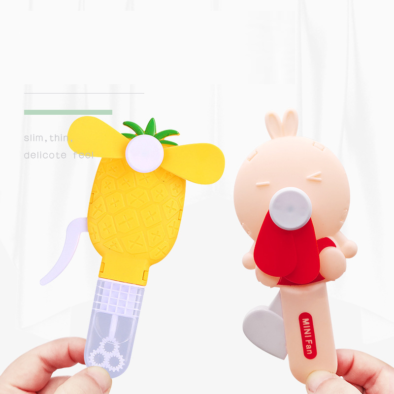 

Handheld Fan Cartoon Multi-Function Hand Fan Children's Bubbles Blowing Portable, Green