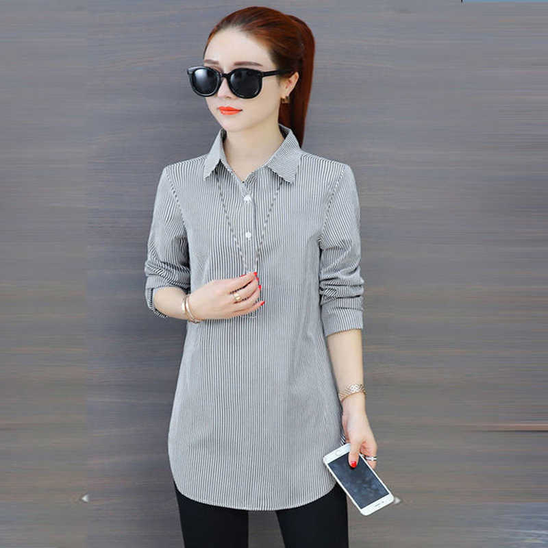 

Fashion Women's Spring Autumn Style Blouses Long Sleeve Striped Shirts Elegant Casual Tops DF3415 210609, Black