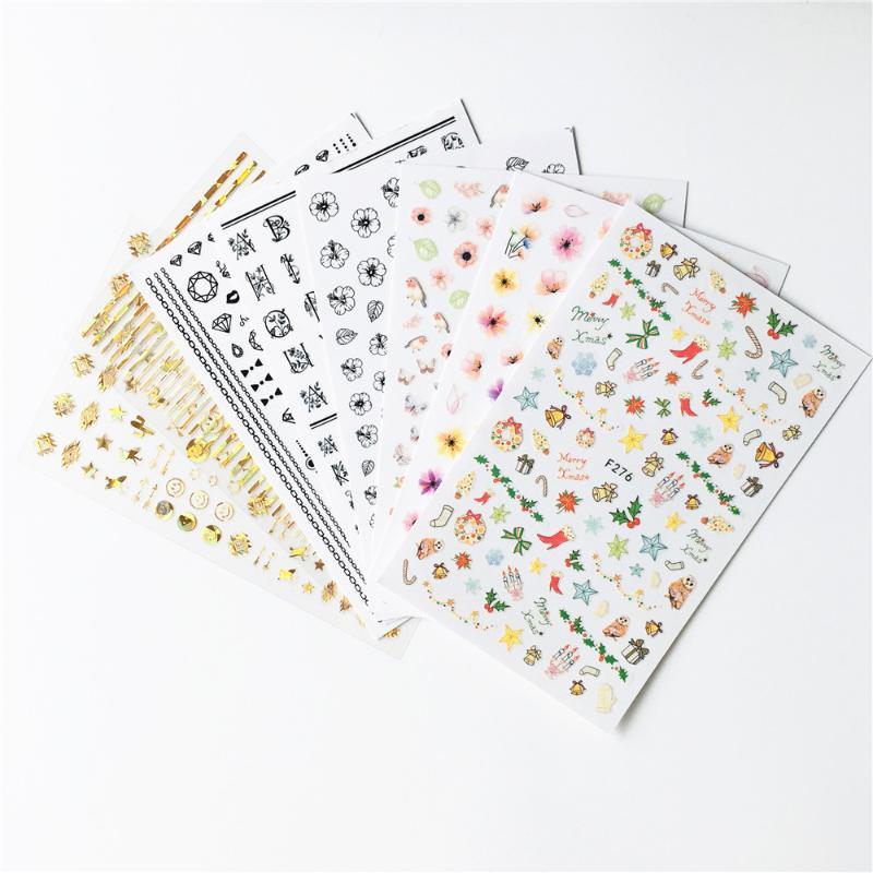 1 Sheet 3D Nail Sticker Transfer Decals Nail Accessories Summer Tropical Beach Art Design Geometric Flower Manicure Tools-image-692060134