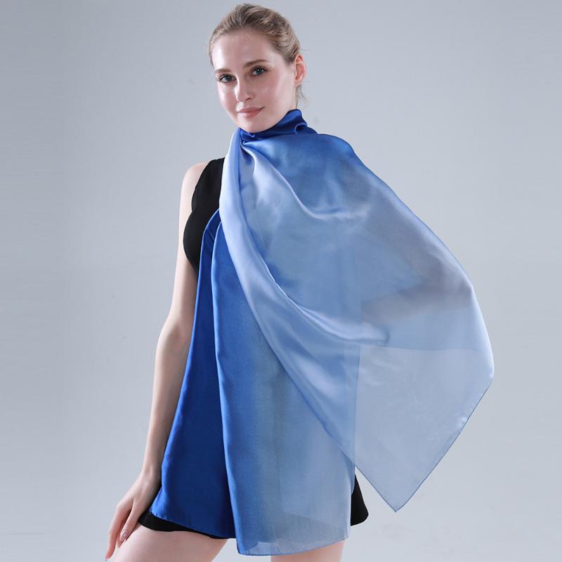 

Scarves Korean Version Of The Spring And Summer Digital Printing Gradient High-end Satin Four Seasons Sunscreen Scarf Gift Silk