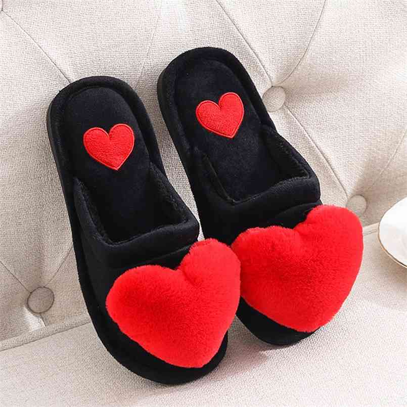 

Women Warm Slippers Ladies Cotton Fashion Winter Flat Shoes Female Indoor Comfort Cute Love Heart Plush Non Slip Woman Slipper 210607, Light pink