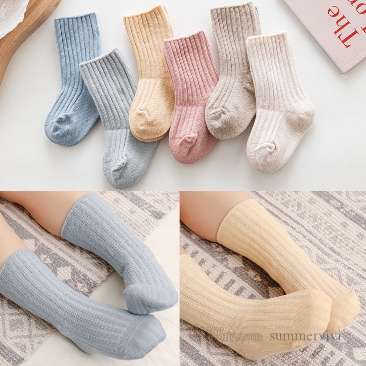 

2021 Baby girls boys cotton comfortable socks toddler kids vertical stripe knitted short sock autumn children clothings Q0148, Mix colors