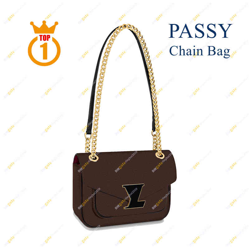 

Ladies Fashion Casual Designer TOP 5A Quality PASSY Chain Bag M45592 Brown Flower UTILITY CROSSBODY POCHETTE Messenger Bags Handbag cosmetics boxes pencil cases, Dark khaki