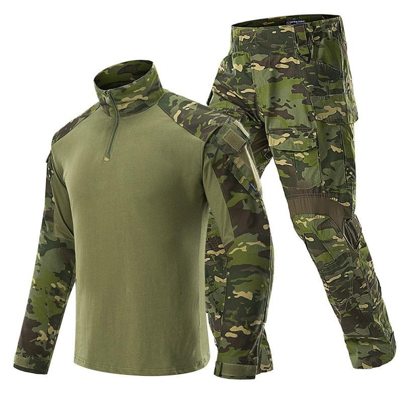 

Men' Tracksuits Military Clothing Sets Men Tactical Uniforms BDU Army Combat Suit Camouflage Long Sleeve T-shirts Cargo Work Pants-E, Black