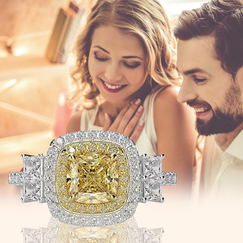 

Wedding Rings Luxury Female Girl Crystal Stone Ring Boho Silver Color Promise Engagement For Women Jewelry Gift, Slivery;golden