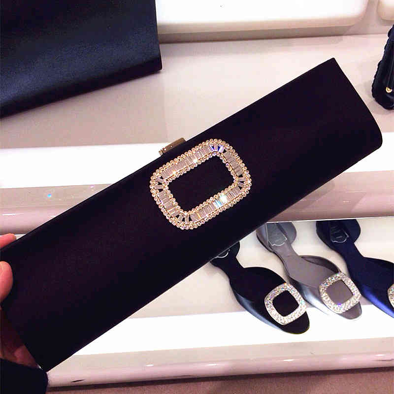 

Evening Bags Diamond studded temperament versatile handbag wedding banquet dinner silk dress armpit buckle chain, 1# shoe box