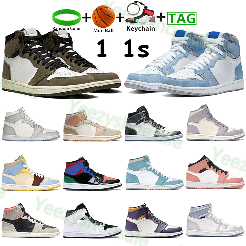 

High 1 1s mens basketball shoes Hyper Royal Travis Scotts Wolf Grey Sail Mid Pink Quartz Fearless Pale Vanilla Cinnamon men women sneakers, Double box