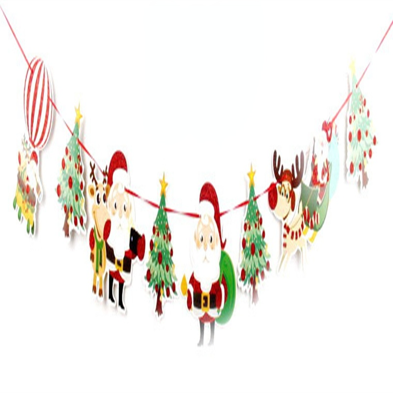 

Christmas Decorations Cartoon Pull Colorful Christmas Scene Decoration Christmas Paper Hanging Flags Family Atmosphere