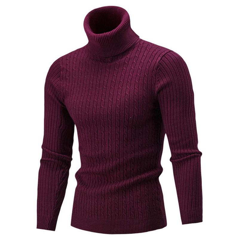 

Men's Sweaters High Quality Turtleneck Sweater Pullover Shirt Long Sleeve Warm Knitted 7 Colors, White;black