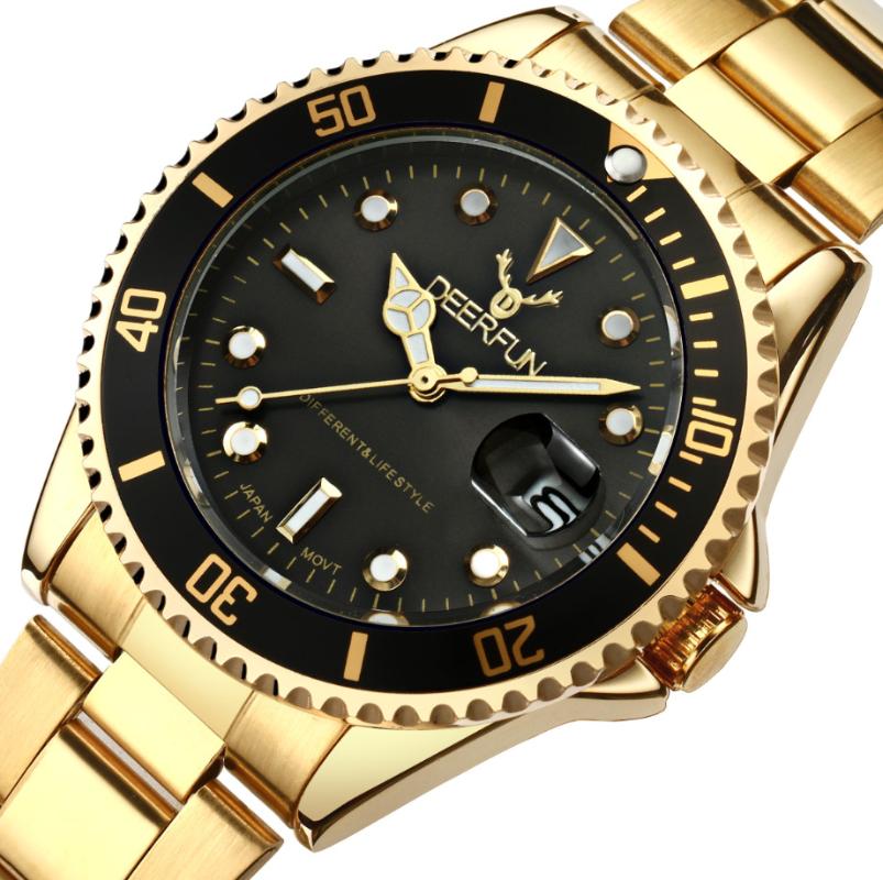 

Wristwatches Relogio Homem Drop 21 Colors Quartz Men Watch Calendar Waterproof Steel Strap Watches Gold Can Swimming, 15