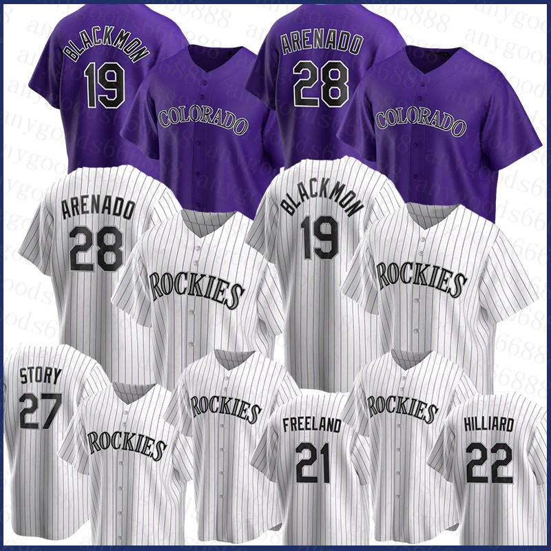 

Colorado Custom Rockies Baseball Jersey 28 Nolan Arenado 19 Charlie Blackmon 27 Trevor Story 21 Kyle Freeland 22 Sam Hilliard 20 Ian Desmond, Blue;black