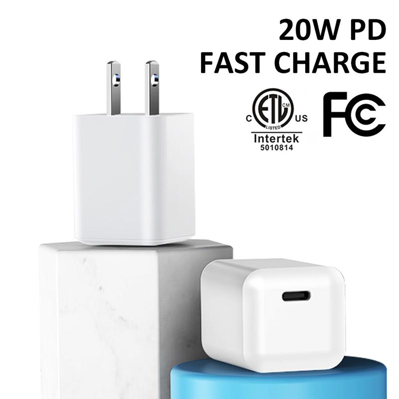

FCC ETL Certificated 20W PD Charger Mini Size as 5W Quick Charge 3.0 Type C USB Wall Adapter for iPhone 13 12 Samsung Huawei