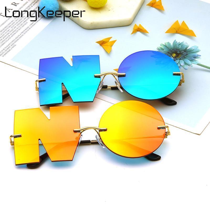 

Sunglasses Fashion Punk Men Women Round Rimless Sun Glasses Female Personality Letter Eyewear Mirror Gafas1