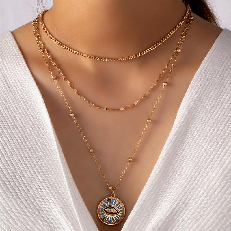 

Pendant Necklaces 2022 Ins Gold Chain Hip-hop Rock Eyes Choker Vintage Trendy Korean Fashion Party Jewelry