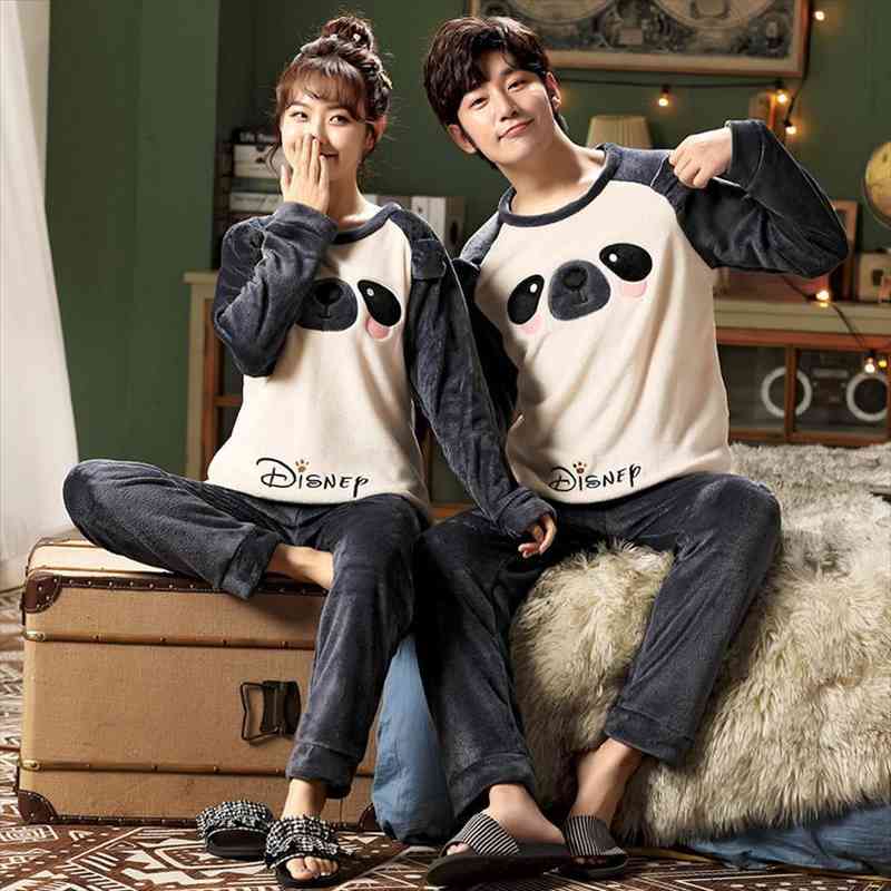 

couple pajamas lovers flannel autumn womens sleepwears winter warm pajama sets family long sleeved pijama suit men amp women casual, Black;red