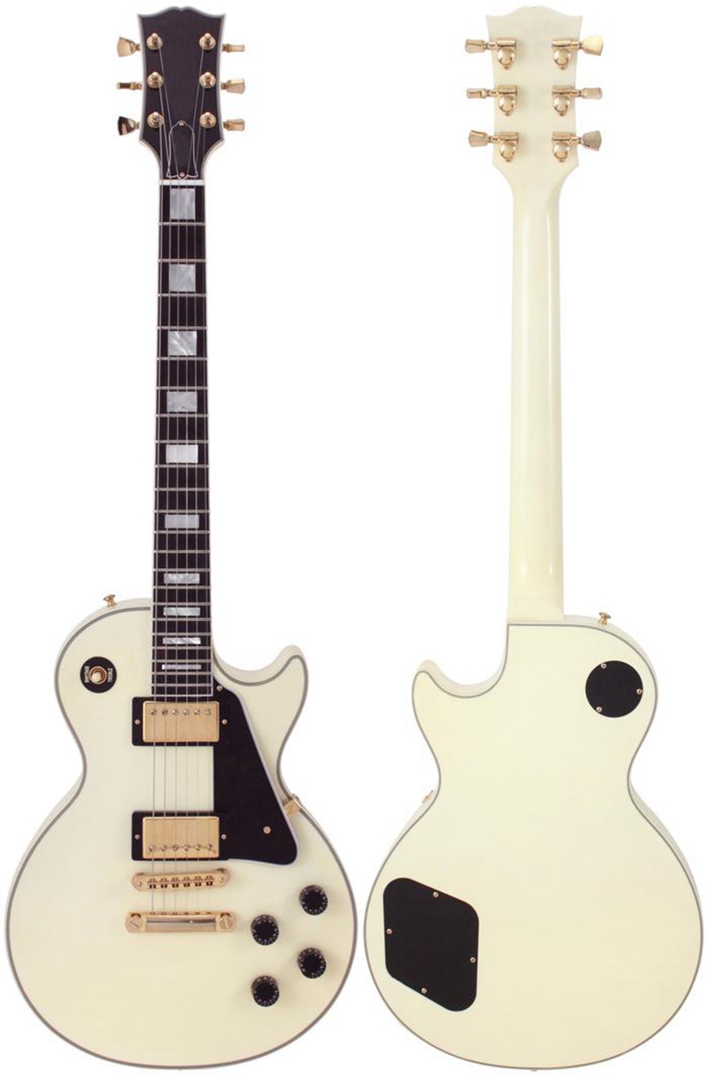 

In Stock! Custom Deluxe Vintage White Electric Guitar Ebony Fingerboard, Fret Binding, Gold Hardware, Chibson OEM Guitars