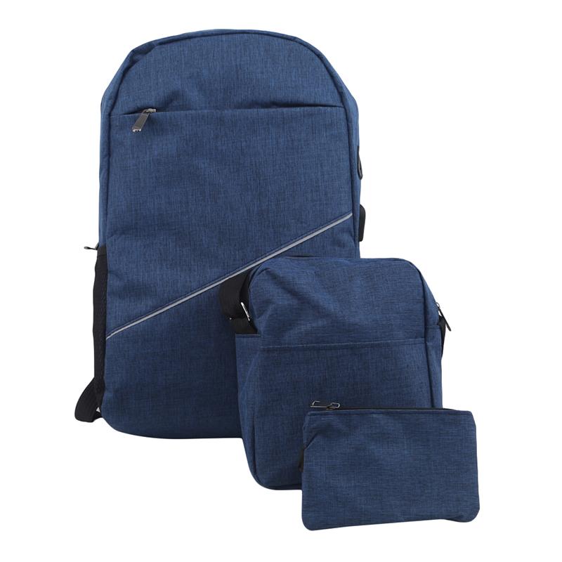 

Backpack Teenager USB Antitheft Password Backpacks Rucksack Men's And Women's Travel Laptop School Bag Shoulder 3pcs Set, Blue