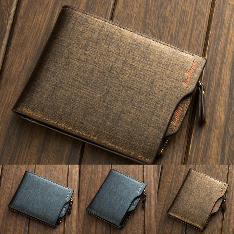 

Fashion Men Wallets Bifold Wallet ID Card Holder Coin Purse Pockets Clutch With Zipper Bag, Red;black