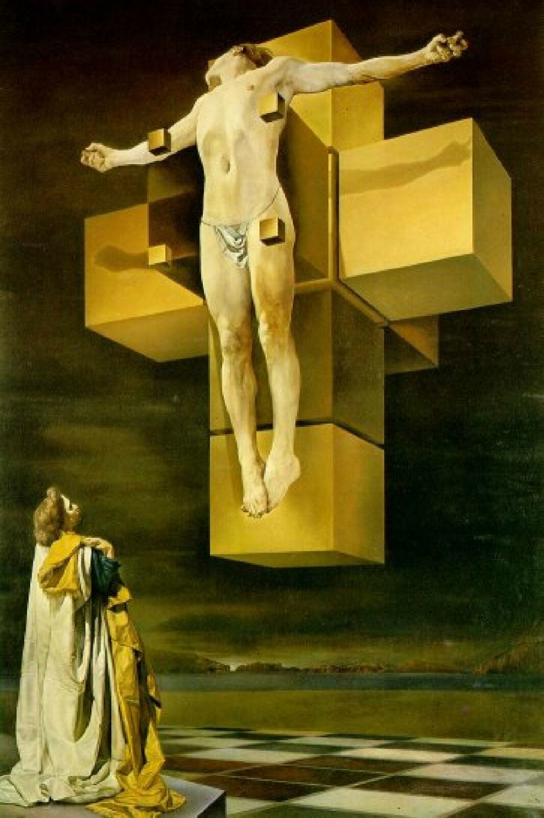 

Salvador Dali Crucifixion Hypercube Paintings Art Film Print Silk Poster Home Wall Decor