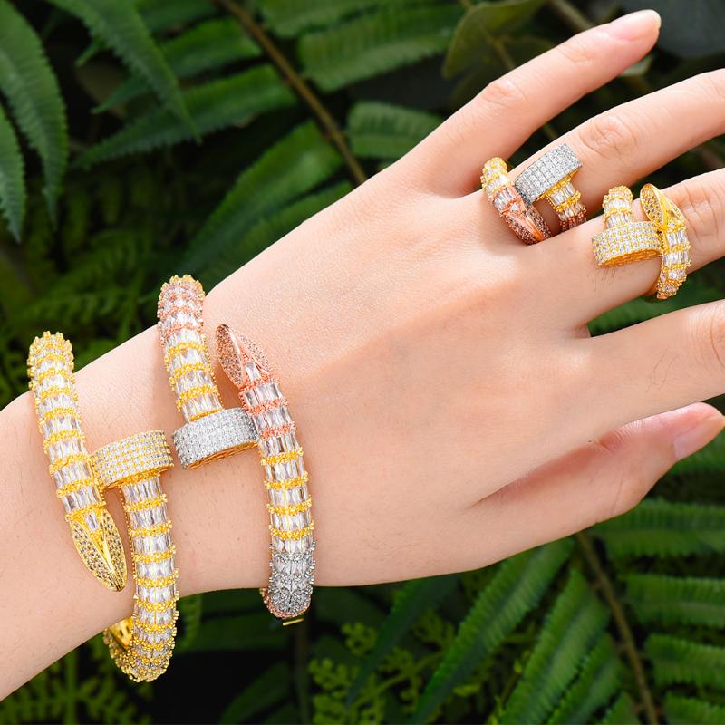 

Earrings & Necklace KellyBola Luxury Fashion Shiny Bangle Ring 2PCS Set Women's Bridal Wedding Jewelry Perfect Gift High Quality 2021, As pic