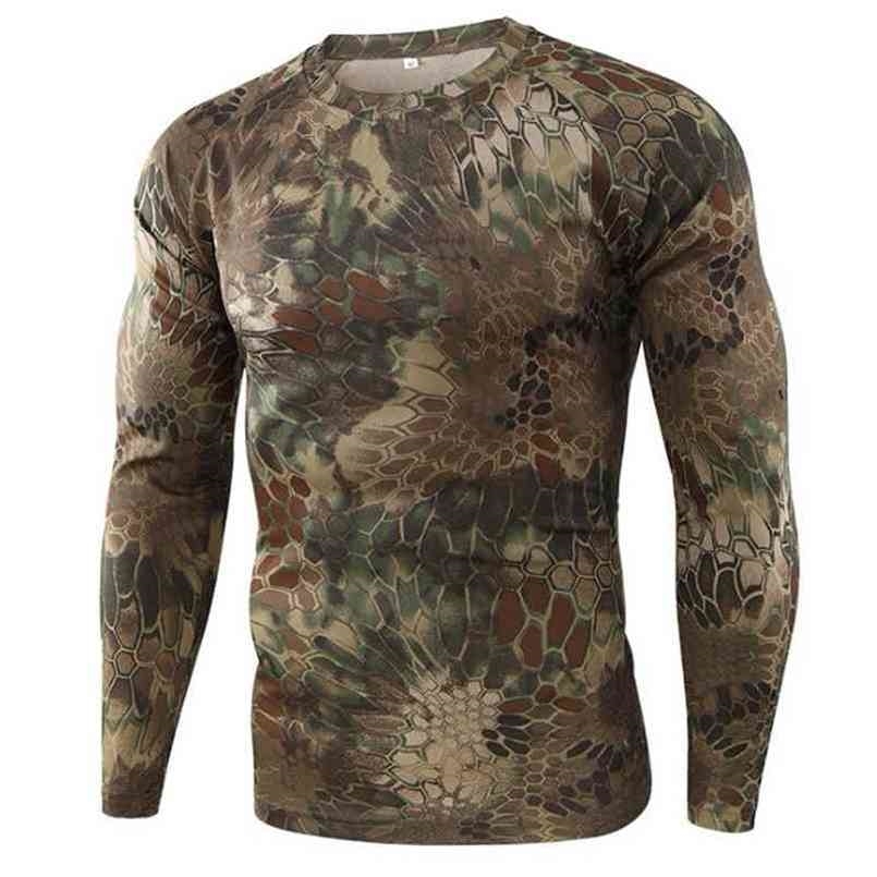 

Summer Quick-drying Camouflage T-shirts Breathable Long-sleeved Military Clothes Outdoor Hunting Hiking Camping Climbing Shirts 210716, Jungle camo