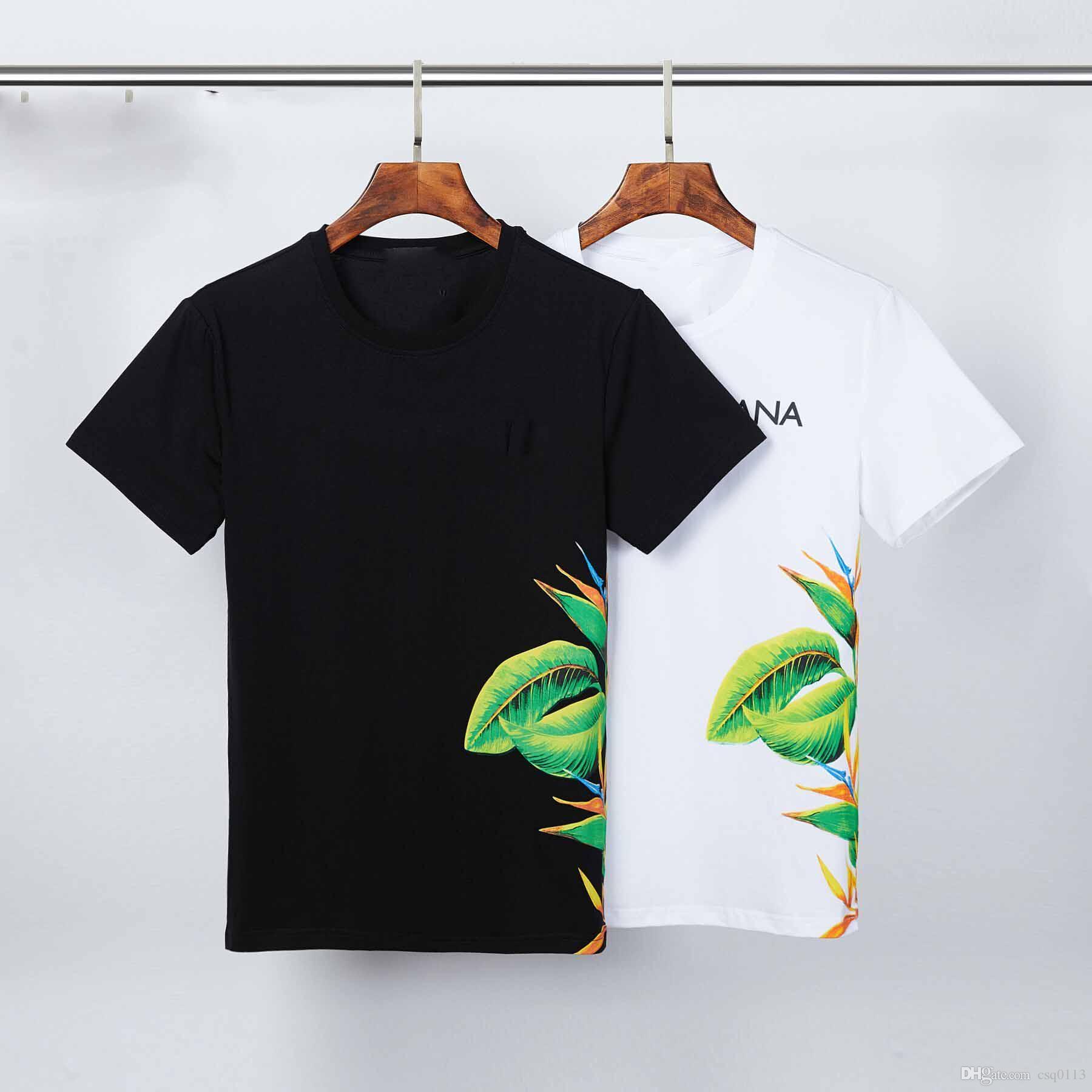 

Summer Casual Mens Designer T Shirts Short-sleeved Hot Rhinestone Slim Crew Neck Tops Tee Mercerized Cotton m-3xl, White;black