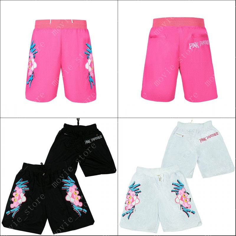 

Men's Miami Pink Panther Basketball Movie Shorts Sports Pants Stitched, Black