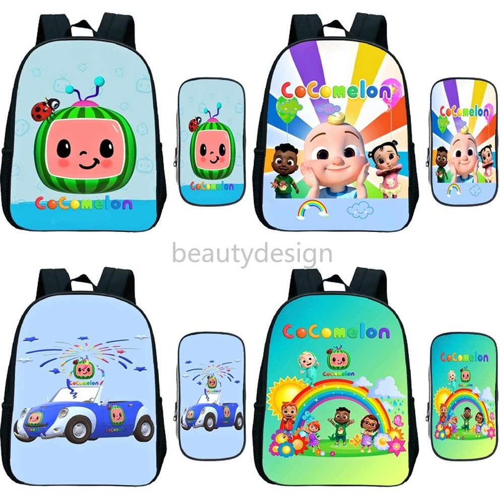 

Stock Toddler Cocomelon Kindergarten Backpack Pen Bag 2pcs Set Children Anime Rucksack Kids Cartoon Knapsack Baby Start School Gift Wholesale BT