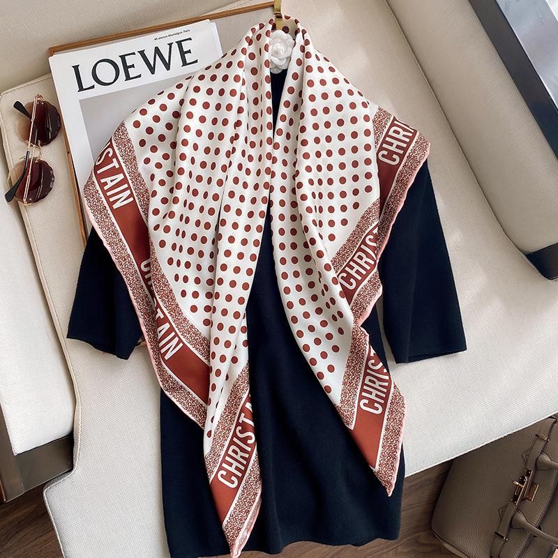 

Scarves 90 Twill Thick Designer Silk Square Hand-printed Scarf Women Head Band Lady Hair Shawl Wrap Female Neckerchief Hijab