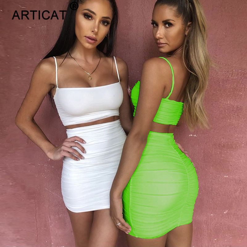

spaghetti strap two piece dress women ruched pleated bodycon dress short strapless summer casual party dress vestidoshigh quality, Black;gray