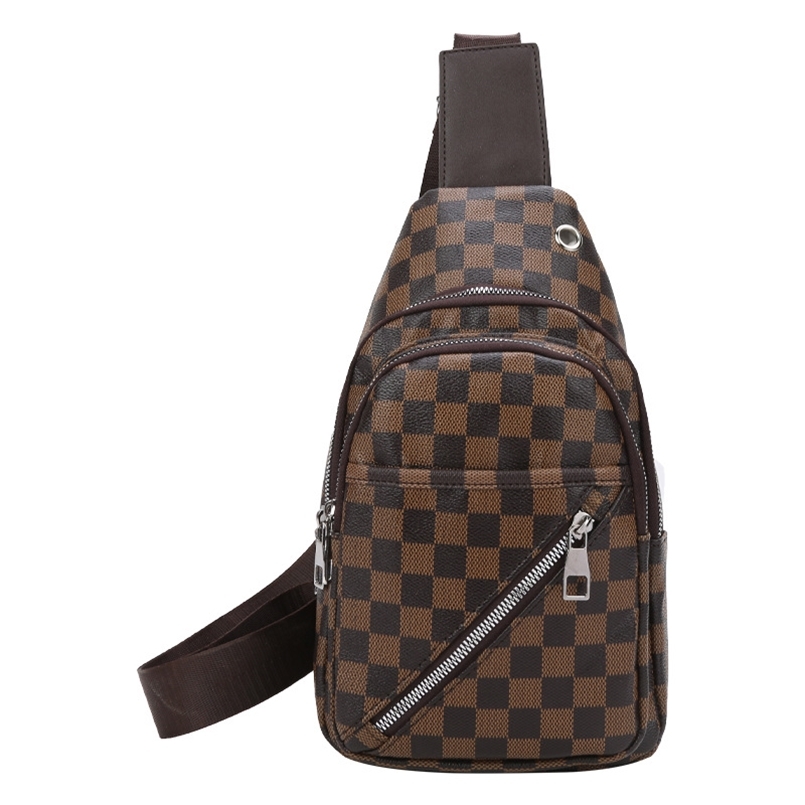 

-selling personality simple luxury unisex checkered chest bag fashion diagonal bag leisure all-match shoulder bag 210826, Orange
