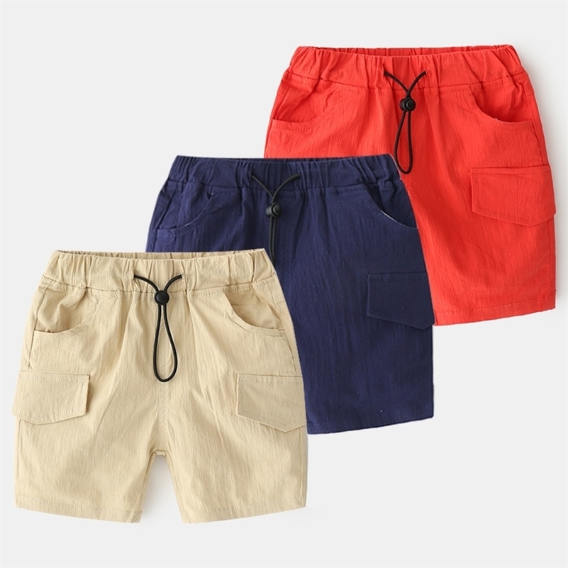 

Boys Causal Trousers Kids Summer Clothes Adjustable Elastic Girls Children Beach Shorts Pants Loose Comfortable 2-12Yrs 210701, Red
