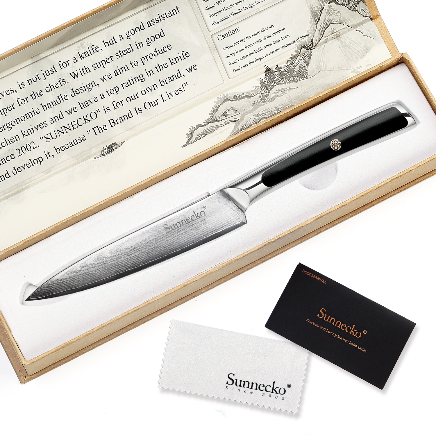 

SUNNECKO 5 Damascus Stee Utiity Knife Japanese VG10 Core Bade Kitchen Knives G10 Hande Chefs Vegetabe Meat Sicer Cutter