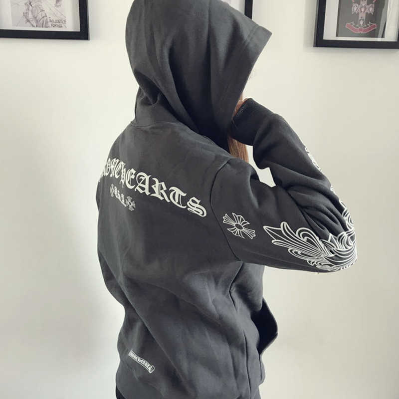 

Red Chsnow Flower Horseshoe Hooded Cardigan Sweater Phantom Cross Embroidered Coat Bdmv Ccgq FSKZ, Black