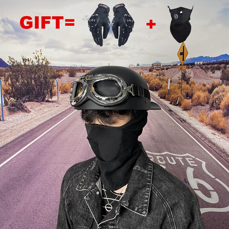 

Motorcycle Helmets 2 Gifts Half Face Helmet Vintage Motorbike Motocross Biker Riding For Adult, B1