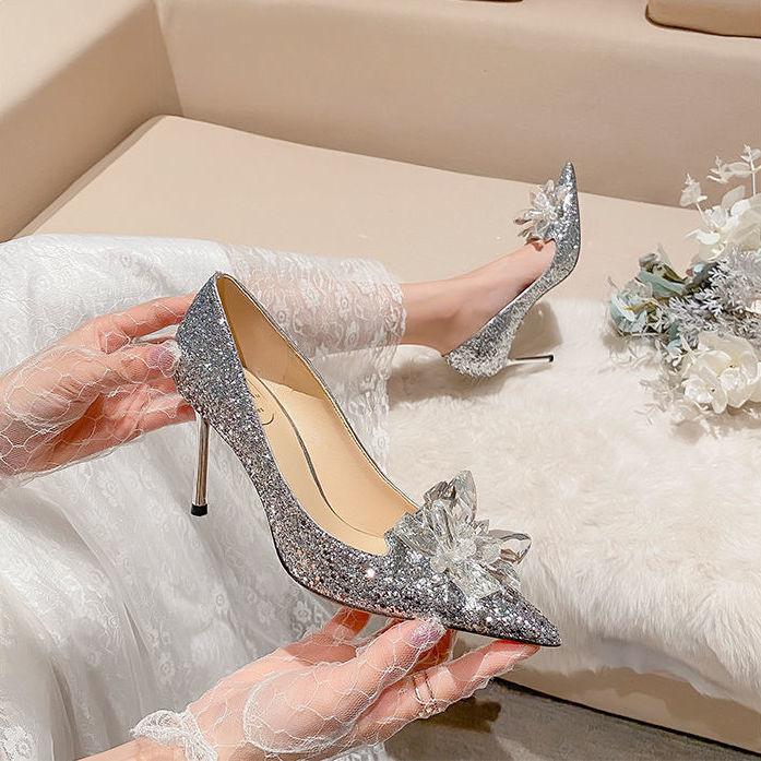

Dress Shoes Women Heels Chaussure Femme Zapatos Mujer, Silver