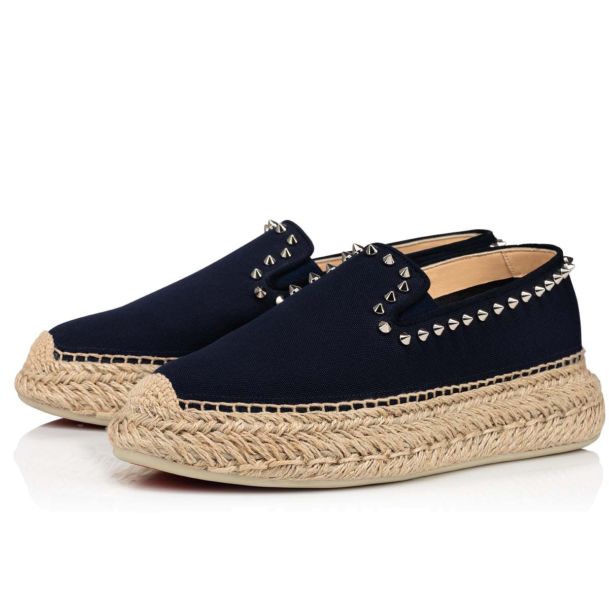 

Women Spring and Autumn Dress shoes red SOLE Oxford flat shoes Hemp rope woven fabric Round toe spikes outdoor low top sneaker