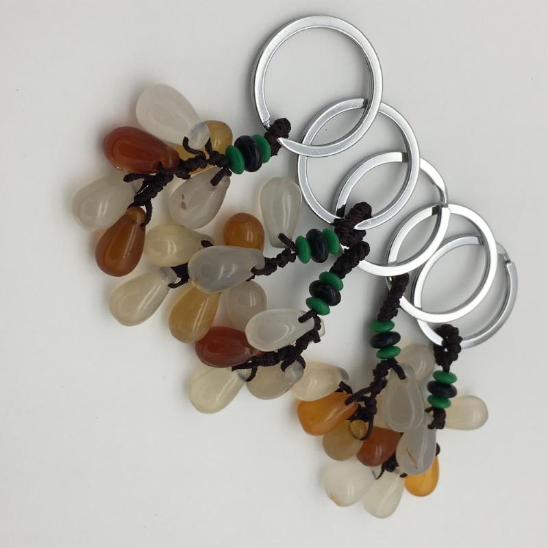 

Keychains Wholesale Natural Onxy Peace Buckle Shape Key Chain 5PCS Good Luck 009